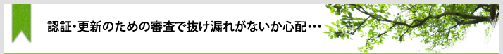 認証・更新のための審査で抜け漏れがないか心配・・・