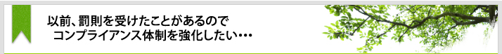以前、罰則を受けたことがあるのでコンプライアンス体制を強化したい･･･